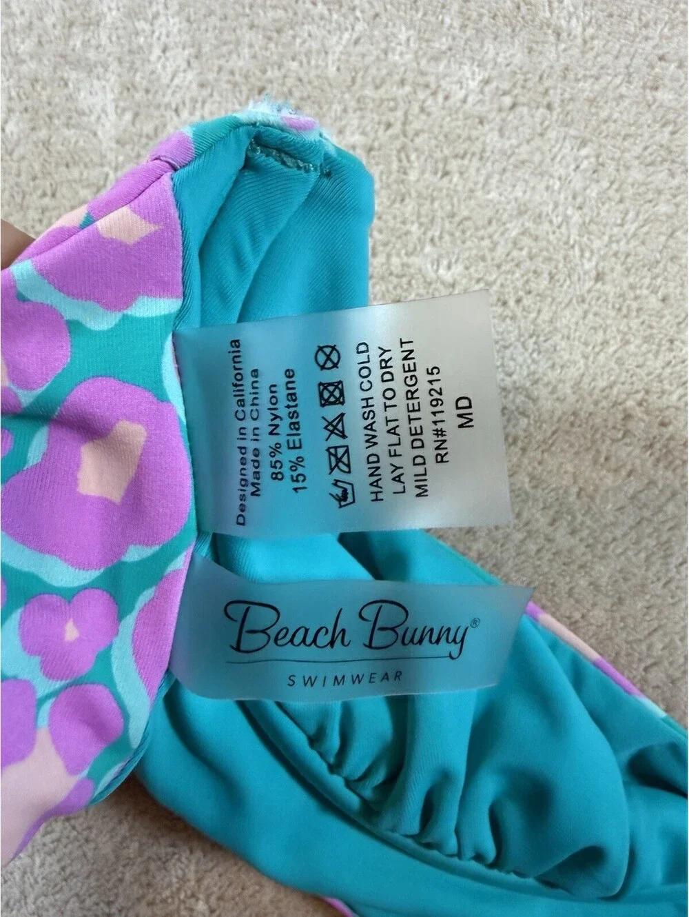 Beach Bunny Hudson High Apex Bikini Top M Pink Multi Leopard Underwire